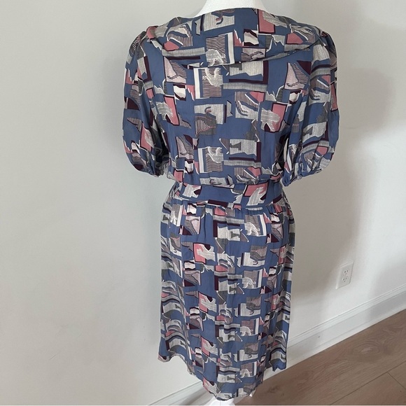 Tucker Retro Geometric Print Silk Dress |Size Small| - Picture 5 of 6